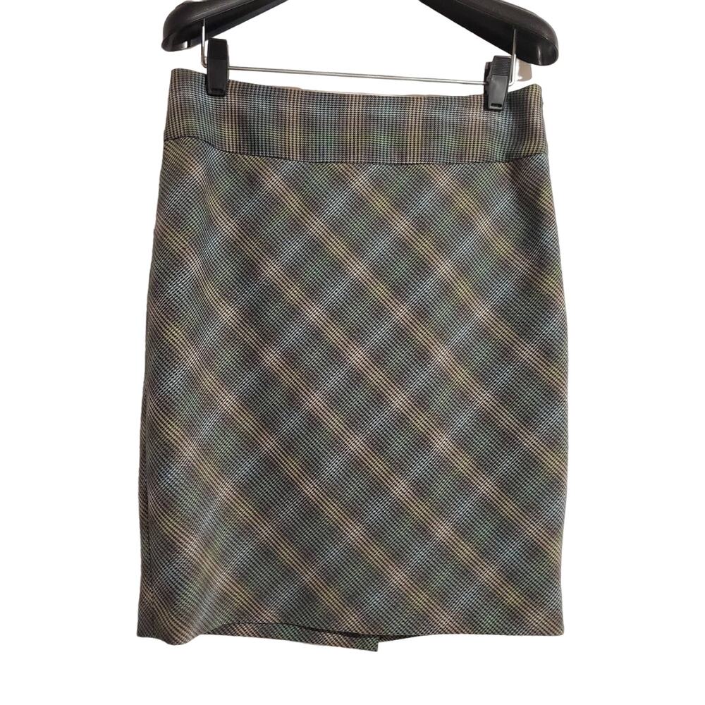 The Limited Plaid Mini Pencil Skirt Womens Size 2 Neutral Preppy Academia Career